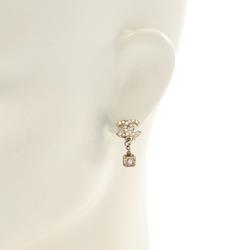 CHANEL Coco Mark Earrings GP (Gold Plated) Rhinestones Women's Gold Clear A11A