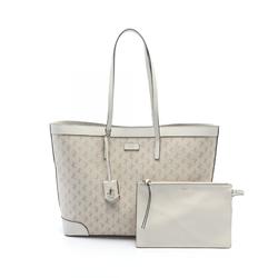 JIMMY CHOO JC Tote Bag Canvas Leather Women's Beige Ivory