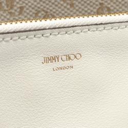 JIMMY CHOO JC Tote Bag Canvas Leather Women's Beige Ivory