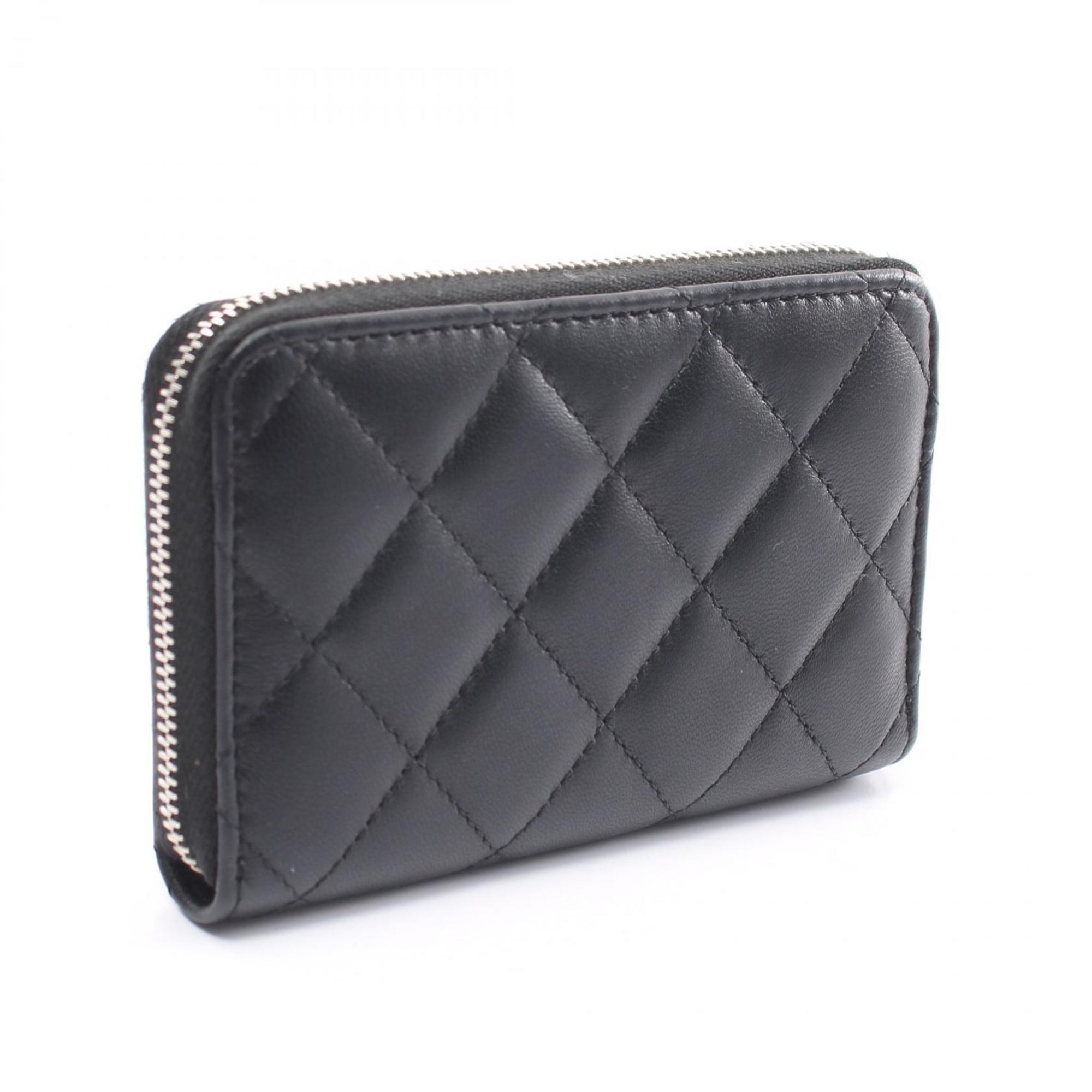 CHANEL Coco Mark Wallet/Coin Case Wallet Lambskin Women's Black