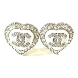 CHANEL Earrings Heart Silver Plated Women's B23B