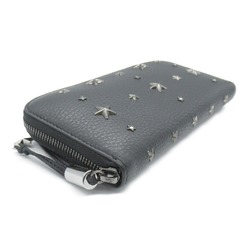 JIMMY CHOO Studded Round Wallet Leather Studs Women's Black