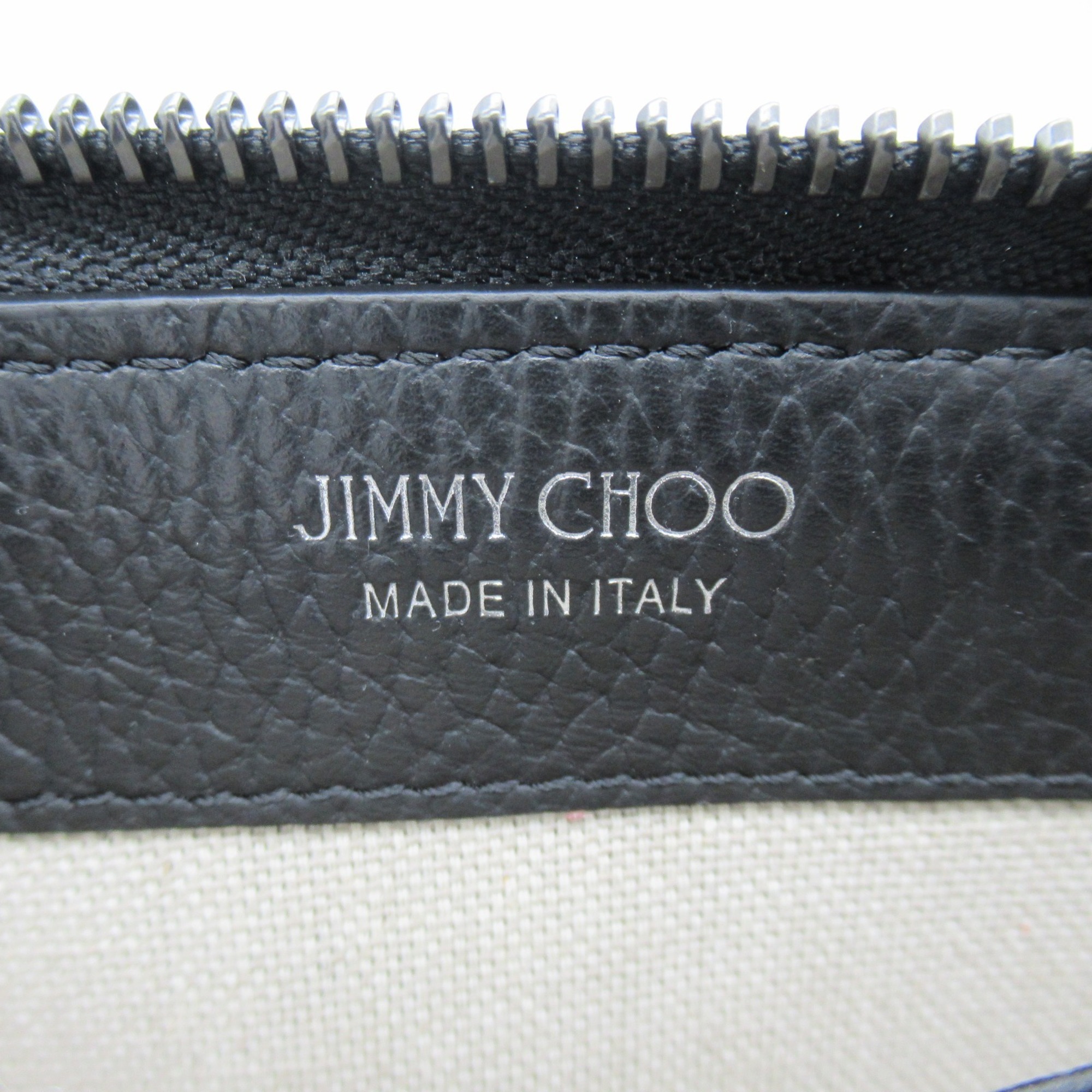 JIMMY CHOO Studded Round Wallet Leather Studs Women's Black