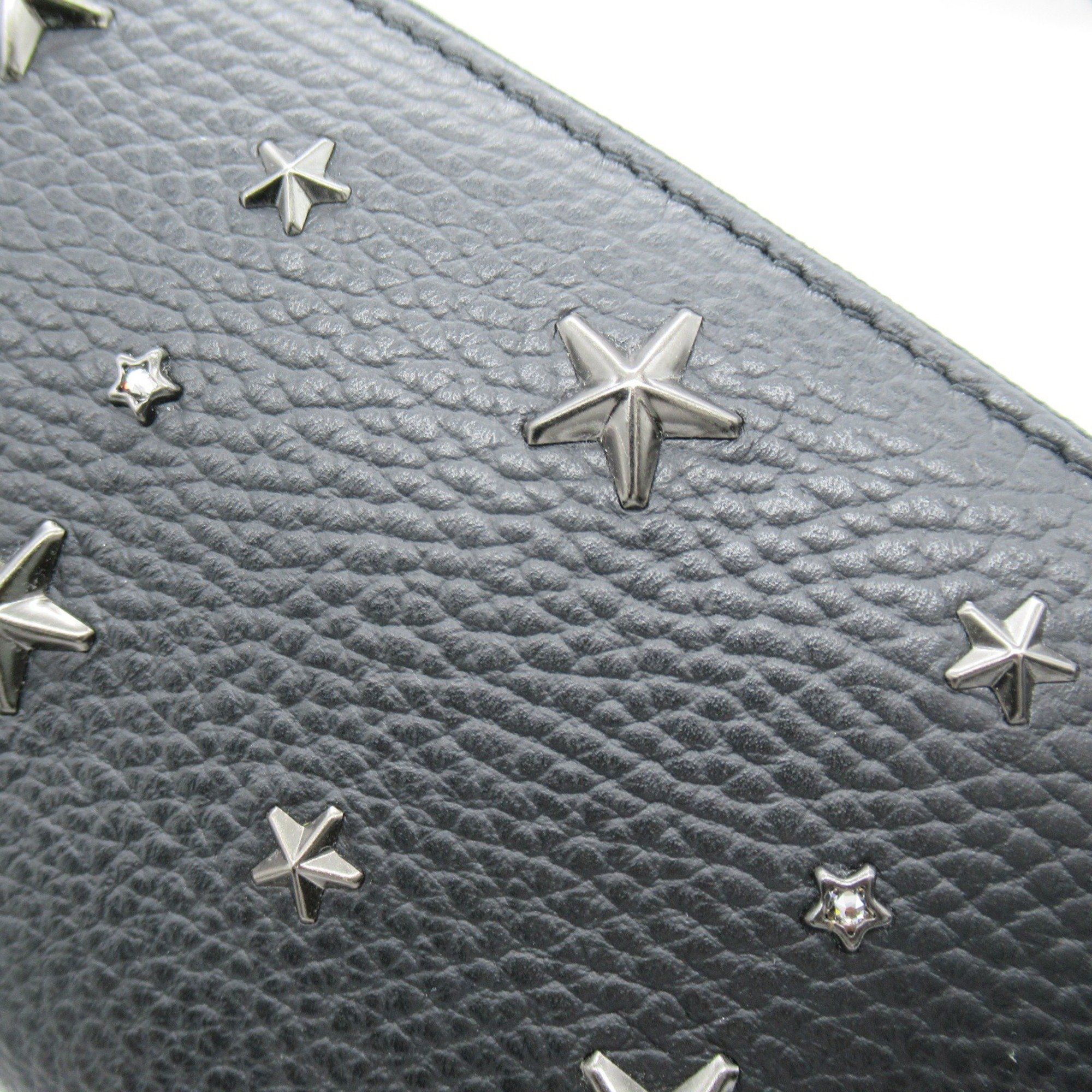 JIMMY CHOO Studded Round Wallet Leather Studs Women's Black