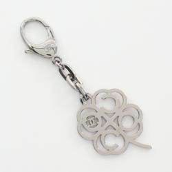 CHANEL Coco Mark Keychain Metal Rhinestone Women's Silver Pink