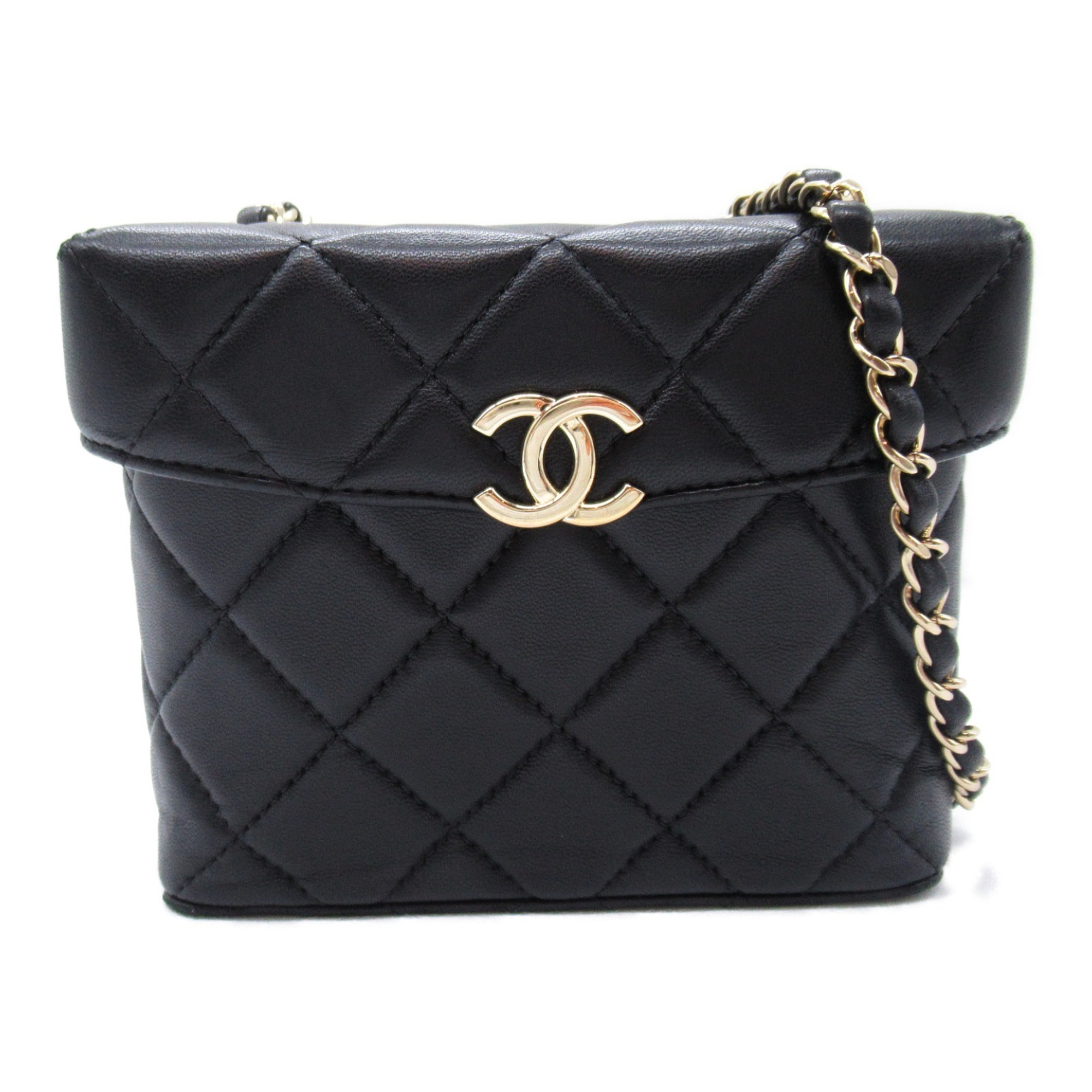 CHANEL Chain Vanity Shoulder Bag, Lambskin, Women's, Black