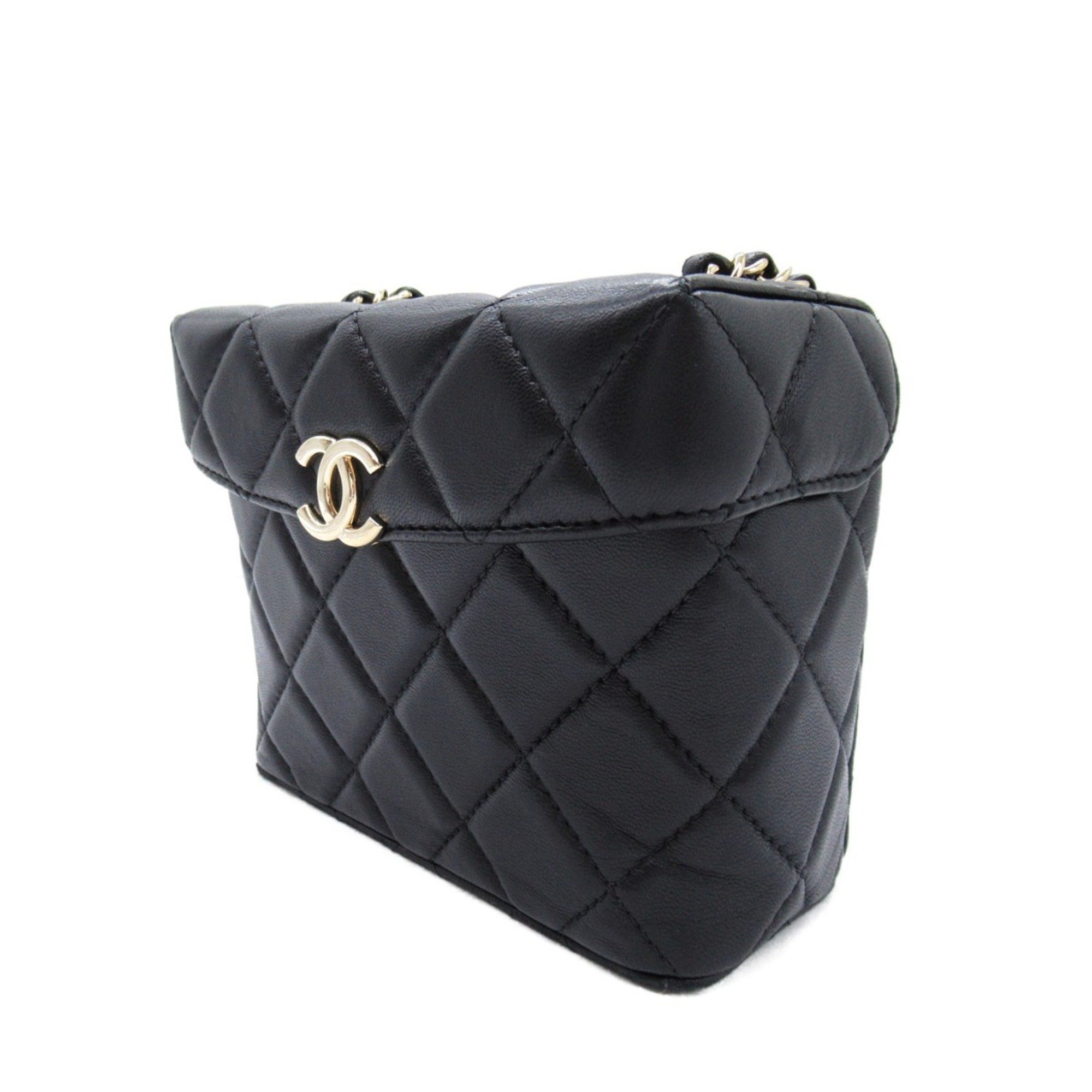 CHANEL Chain Vanity Shoulder Bag, Lambskin, Women's, Black