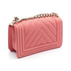 CHANEL Boy Chanel V-stitch shoulder bag, caviar skin, women's, pink