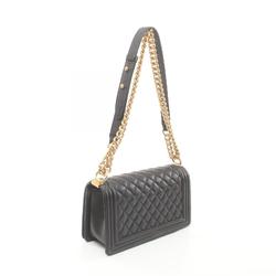 CHANEL Boy Chanel Matelasse Shoulder Bag, Lambskin, Women's, Black, A67086