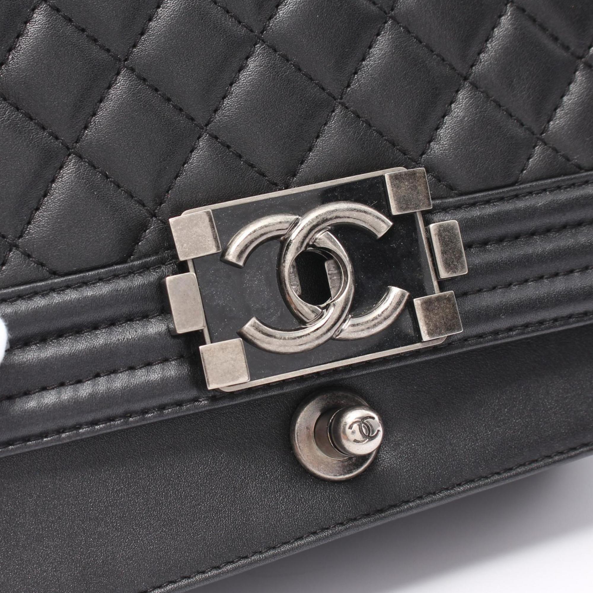 CHANEL Boy Chanel Shoulder Bag, Lambskin, Women's, Black