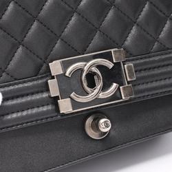 CHANEL Boy Chanel Shoulder Bag, Lambskin, Women's, Black