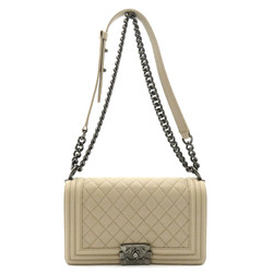 CHANEL Boy Chanel Chain Shoulder Bag, Caviar Skin (Grained Calf), Women's, Beige, 92193