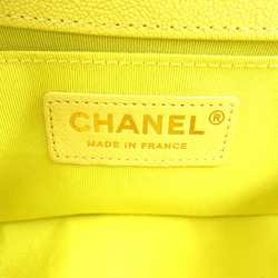 CHANEL Boy Chanel V-stitched chain shoulder bag, caviar skin (grained calfskin), women's, yellow