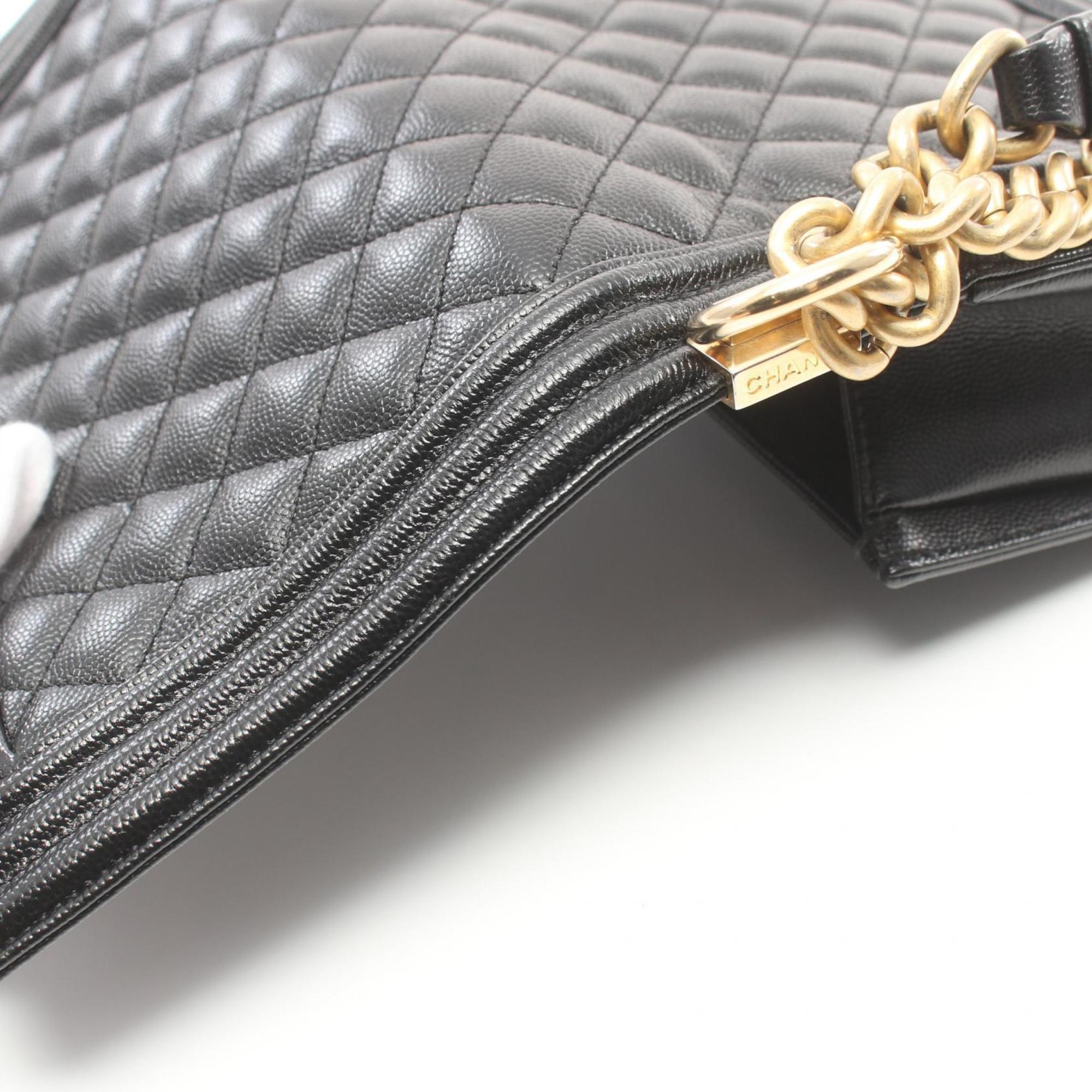 CHANEL Boy Chanel Shoulder Bag Caviar Skin Women's Black