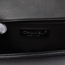 CHANEL Boy Chanel Matelasse Shoulder Bag, Caviar Skin, Women's, Black, A67086