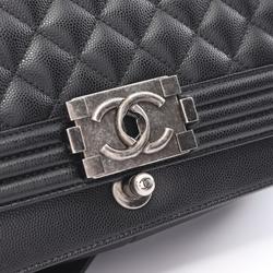 CHANEL Boy Chanel Matelasse Shoulder Bag, Caviar Skin, Women's, Black, A67086