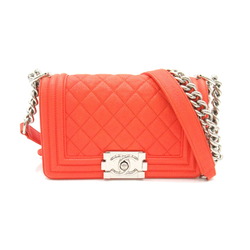 CHANEL Boy Chanel Chain Shoulder Bag Caviar Skin (Grained Calf) Women's Orange