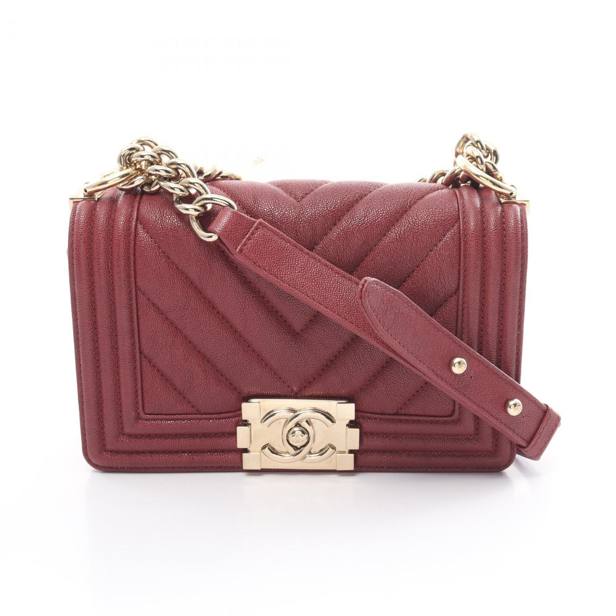 CHANEL Boy Chanel V-stitch shoulder bag, caviar skin, women's, bordeaux