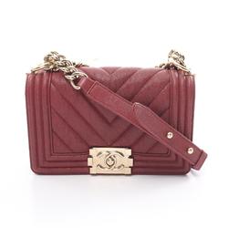 CHANEL Boy Chanel V-stitch shoulder bag, caviar skin, women's, bordeaux