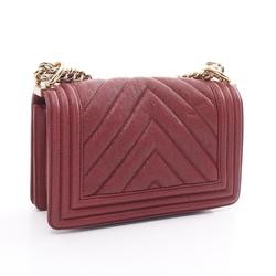 CHANEL Boy Chanel V-stitch shoulder bag, caviar skin, women's, bordeaux