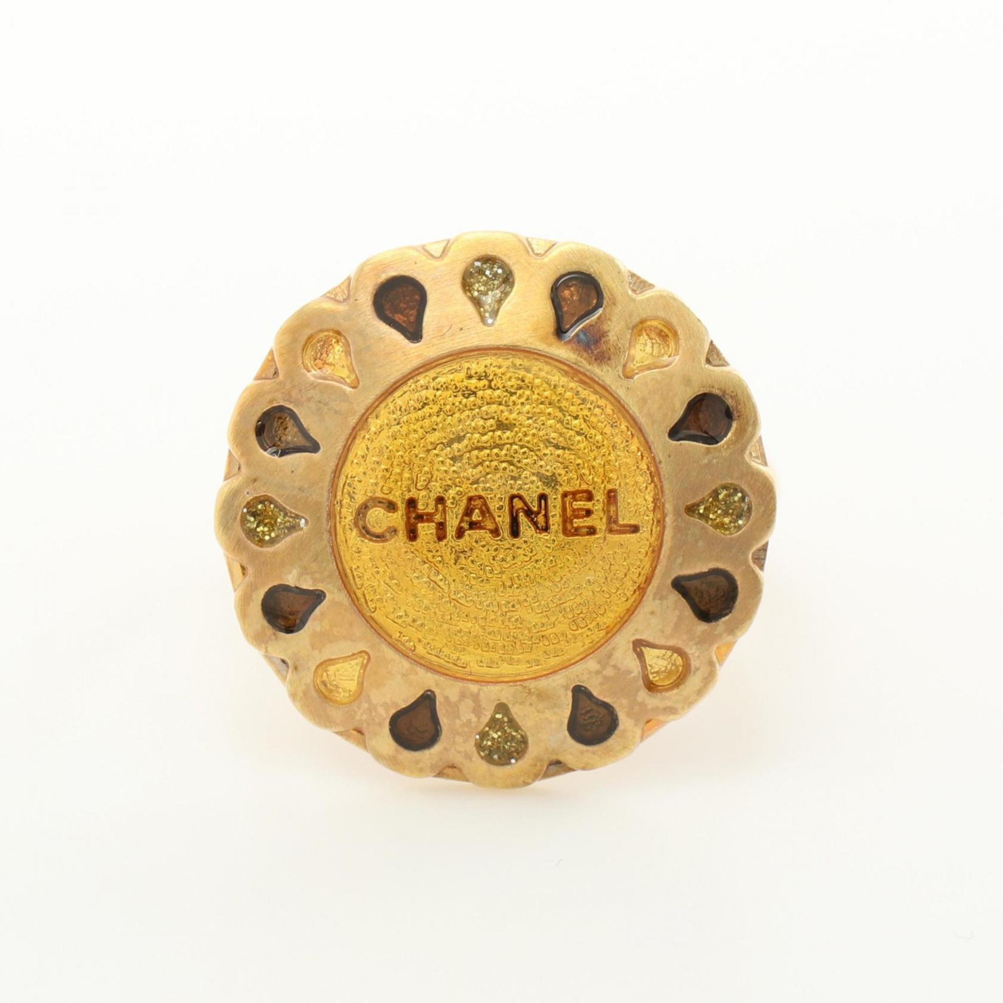 CHANEL Flower Motif Ring GP (Gold Plated) Women's Gold Multicolor