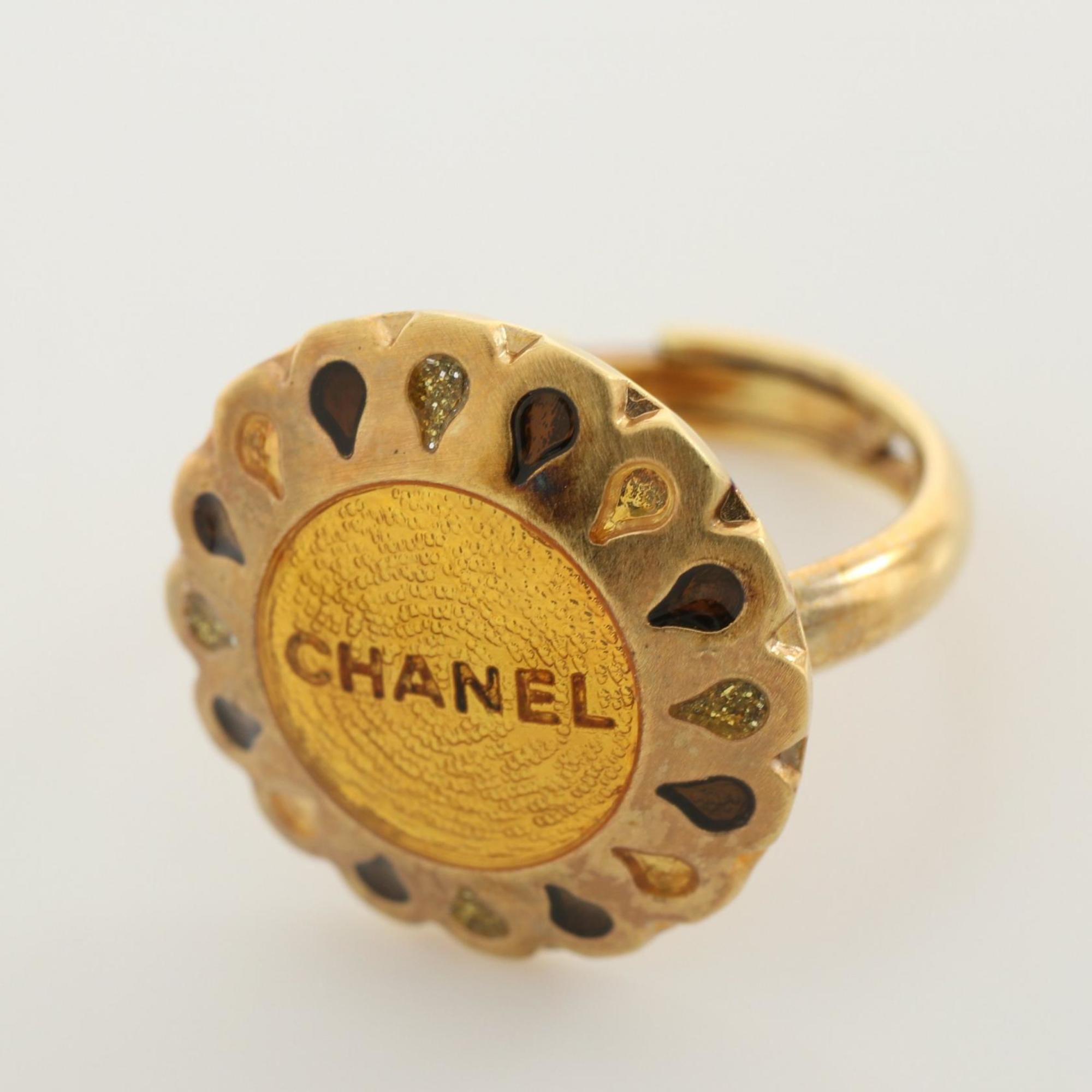 CHANEL Flower Motif Ring GP (Gold Plated) Women's Gold Multicolor