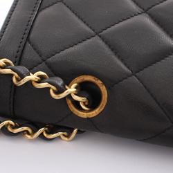 CHANEL Matelasse Double Flap Shoulder Bag, Lambskin, Women's, Black