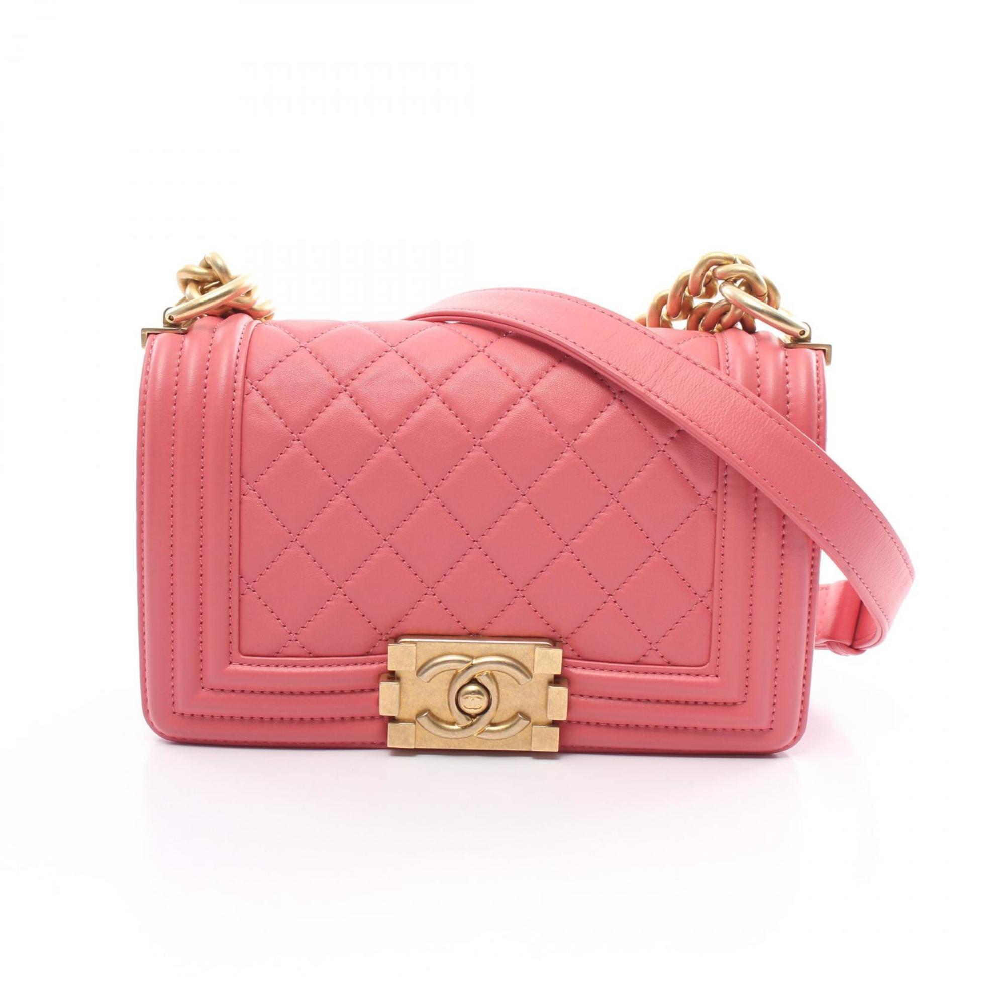 CHANEL Boy Chanel Matelasse Shoulder Bag Leather Women's Pink A67085