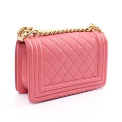 CHANEL Boy Chanel Matelasse Shoulder Bag Leather Women's Pink A67085