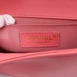 CHANEL Boy Chanel Matelasse Shoulder Bag Leather Women's Pink A67085