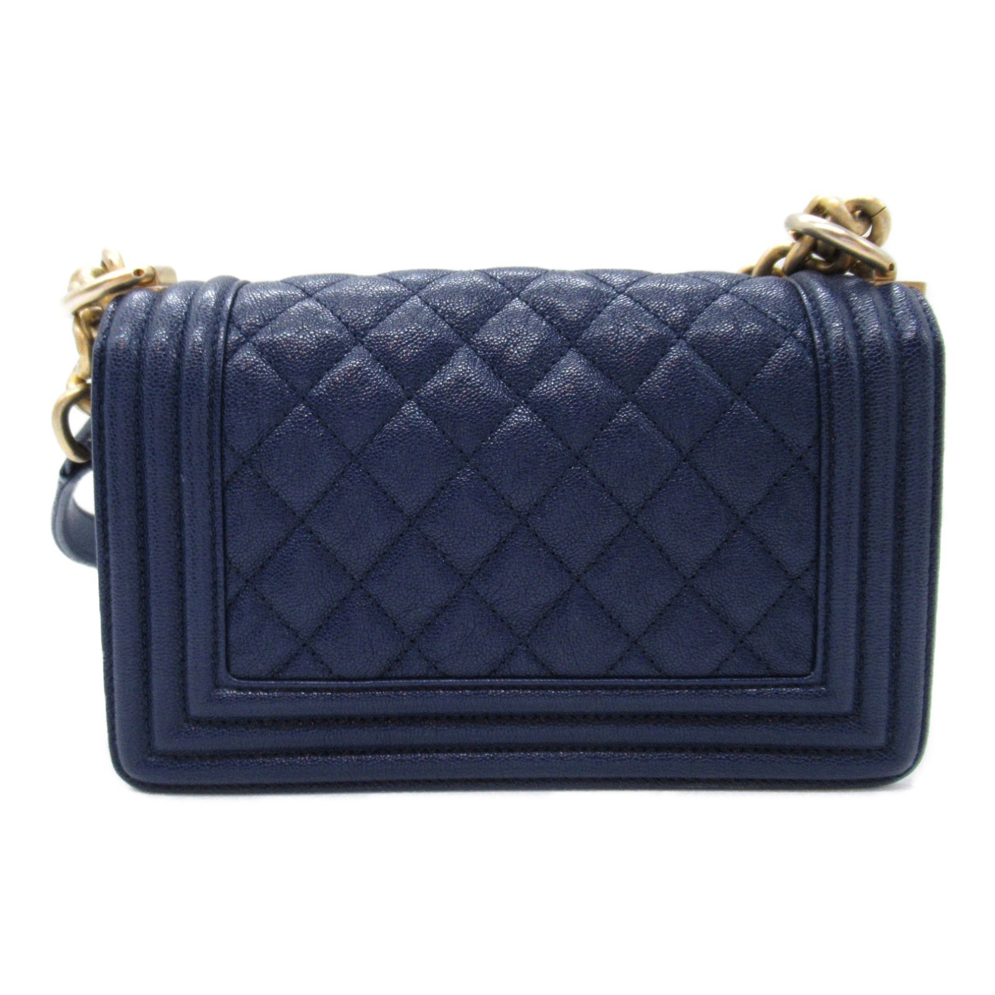 CHANEL Boy Chanel Chain Shoulder Bag Caviar Skin (Grained Calf) Women's Navy