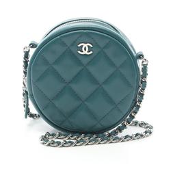 CHANEL Matelasse Classic Shoulder Bag, Caviar Skin, Women's, Green