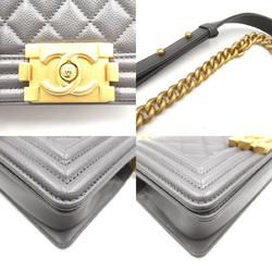 CHANEL Boy Chanel Chain Shoulder Bag Caviar Skin (Grained Calf) Women's Gray