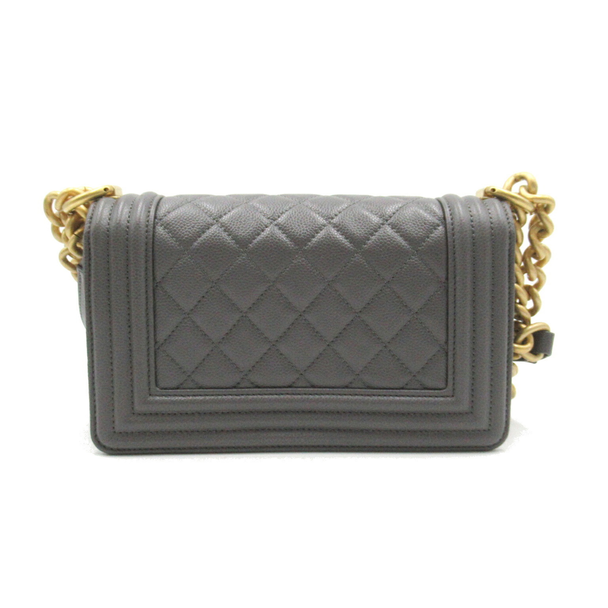 CHANEL Boy Chanel Chain Shoulder Bag Caviar Skin (Grained Calf) Women's Gray