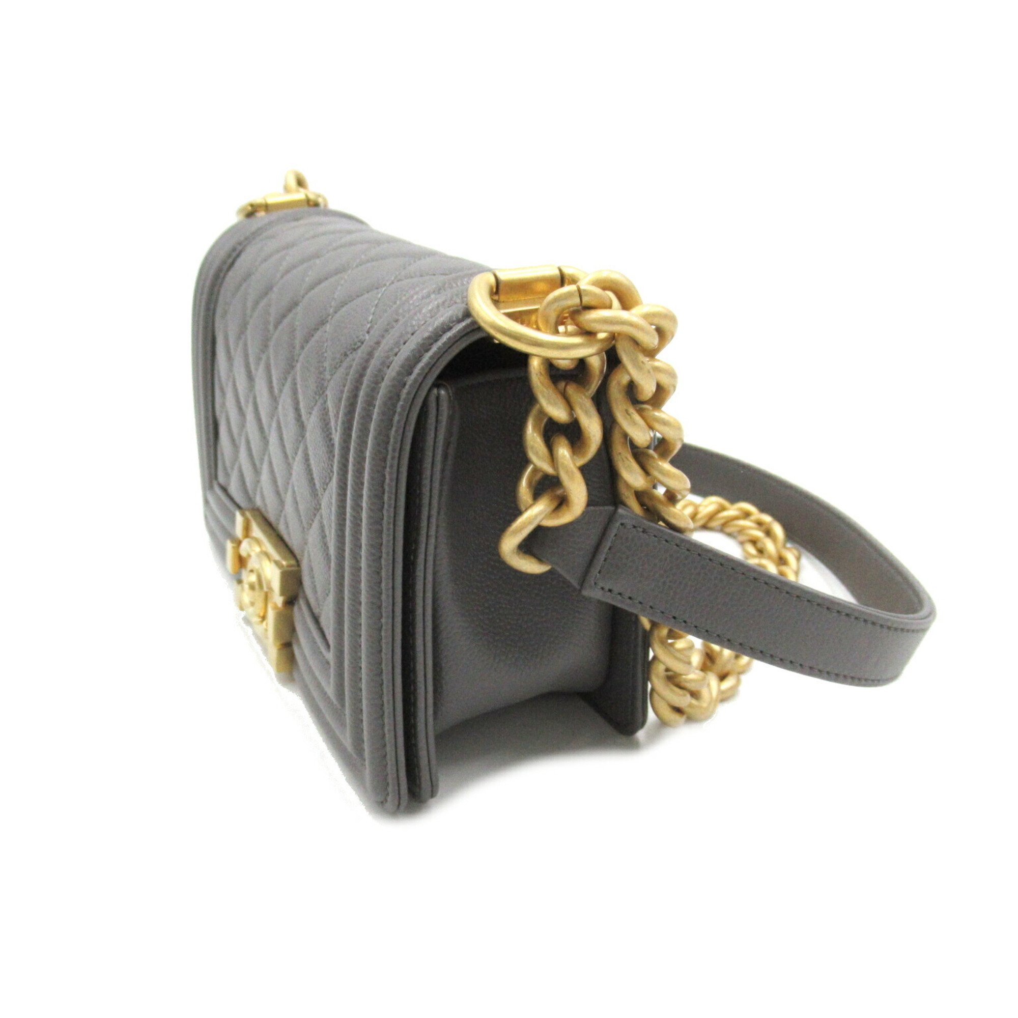 CHANEL Boy Chanel Chain Shoulder Bag Caviar Skin (Grained Calf) Women's Gray