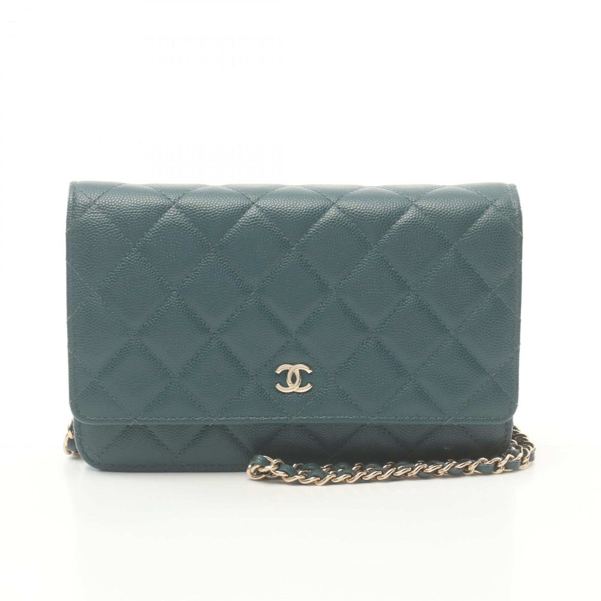 CHANEL Matelasse Shoulder Bag, Caviar Skin, Women's, Green