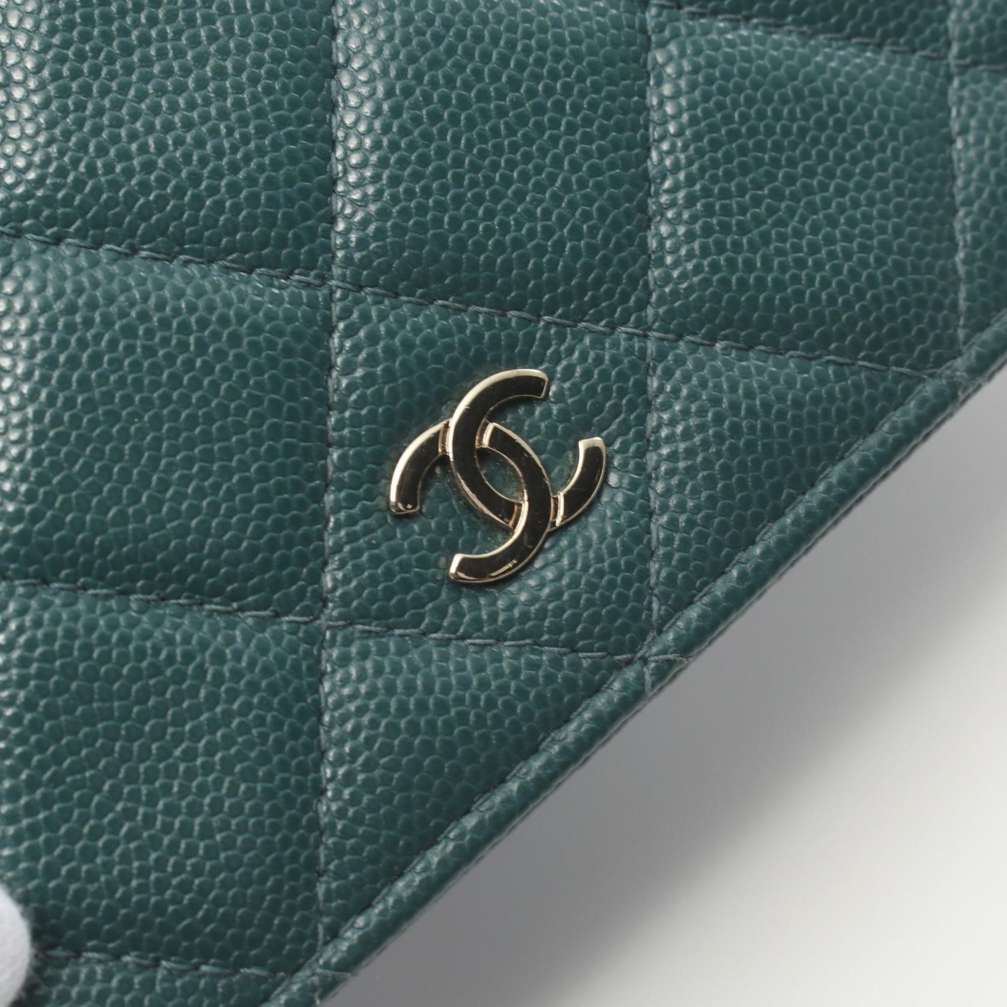 CHANEL Matelasse Shoulder Bag, Caviar Skin, Women's, Green