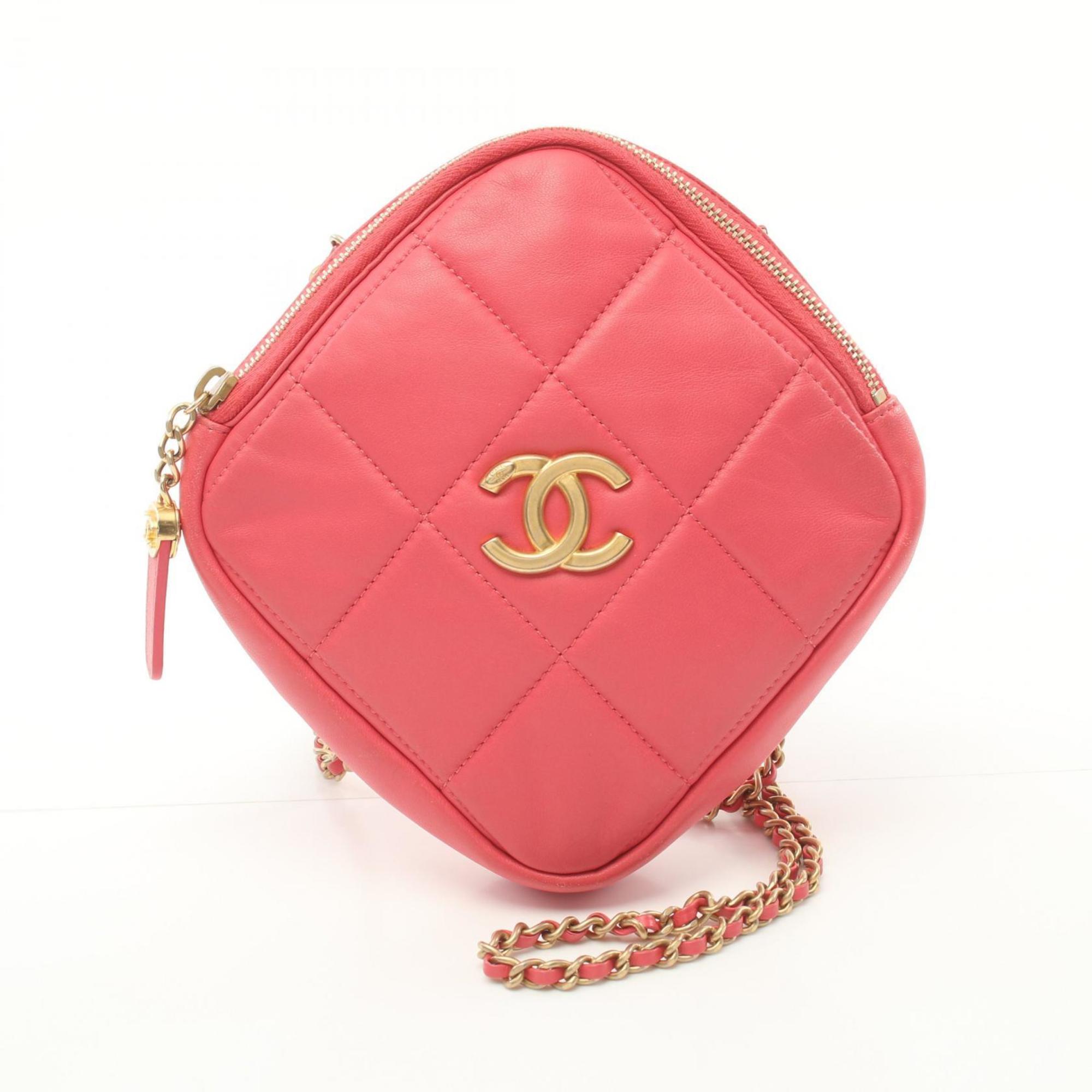 CHANEL Matelasse Shoulder Bag, Lambskin, Women's, Pink