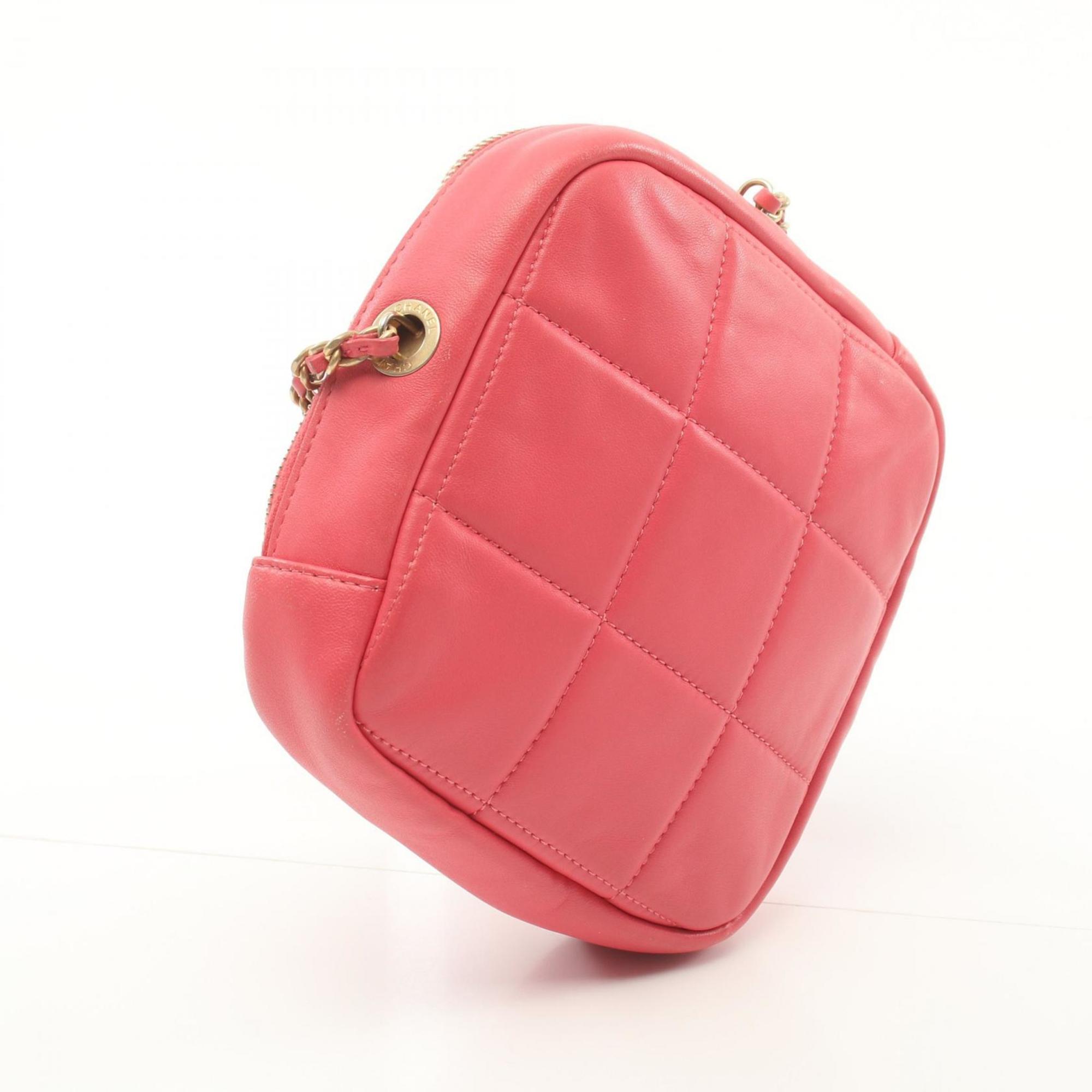 CHANEL Matelasse Shoulder Bag, Lambskin, Women's, Pink