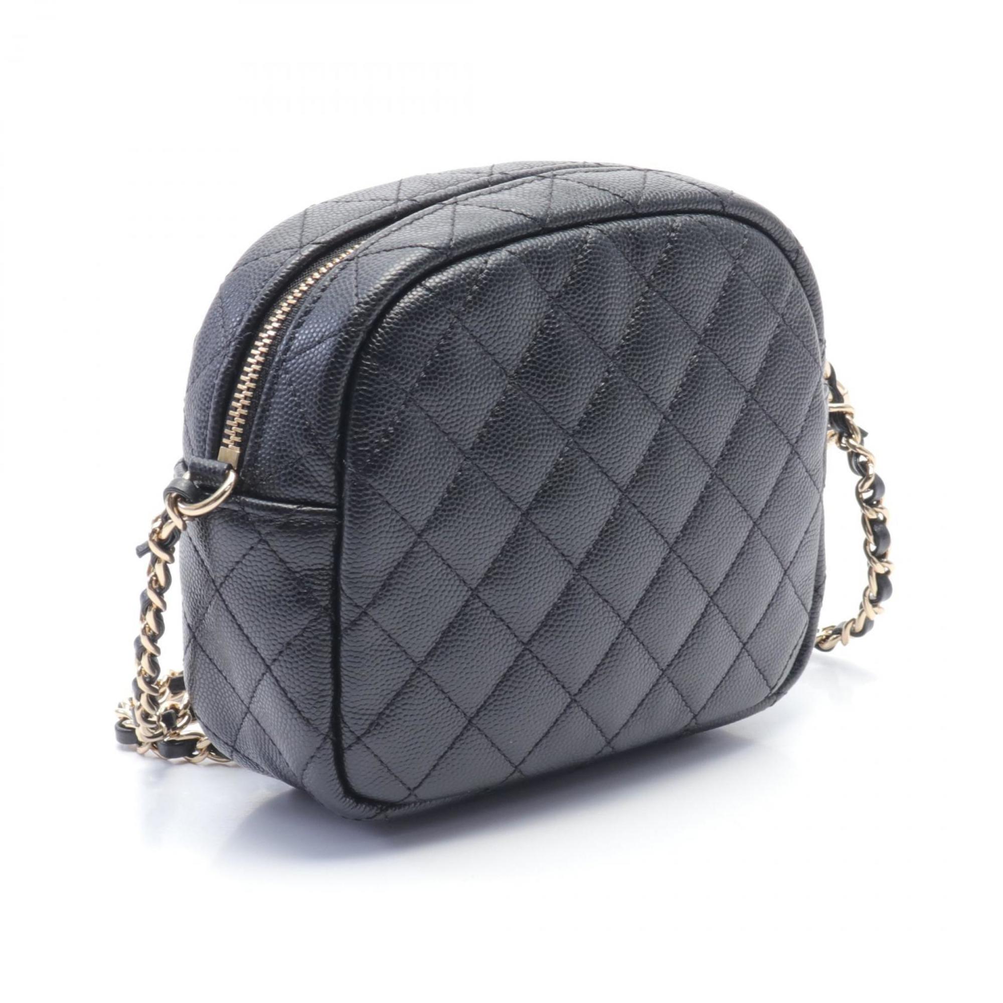 CHANEL Matelasse Shoulder Bag, Caviar Skin, Women's, Black