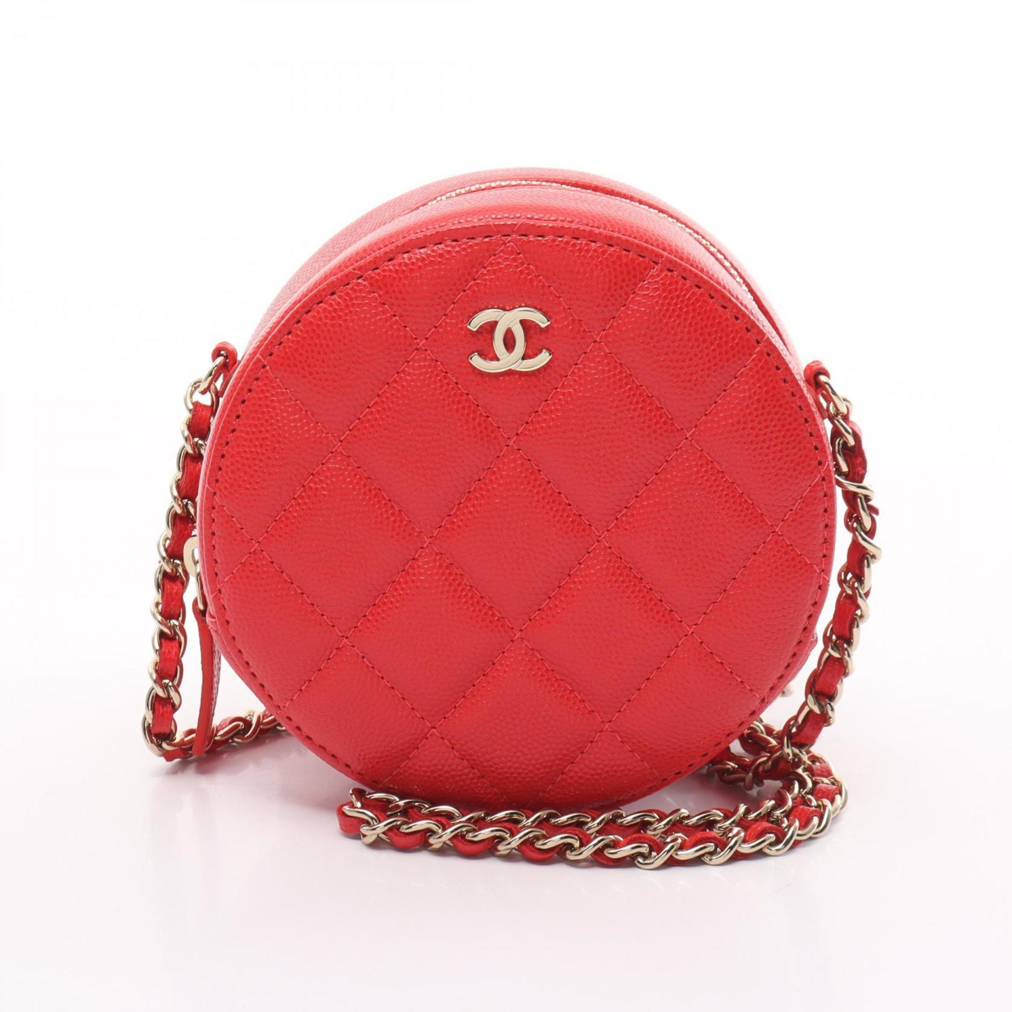 CHANEL Matelasse Classic Shoulder Bag, Caviar Skin, Women's, Red