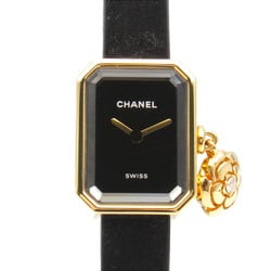 CHANEL Premiere Camellia Collection Watch K18 (Yellow Gold) Titanium Rubber Ladies Black H6361