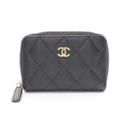 CHANEL Matelasse Wallet/Coin Case Wallet Caviar Skin Women's Black A69271