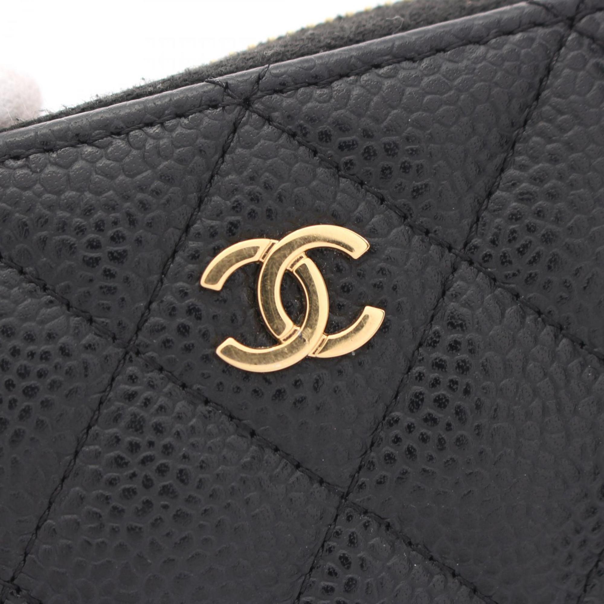 CHANEL Matelasse Wallet/Coin Case Wallet Caviar Skin Women's Black A69271