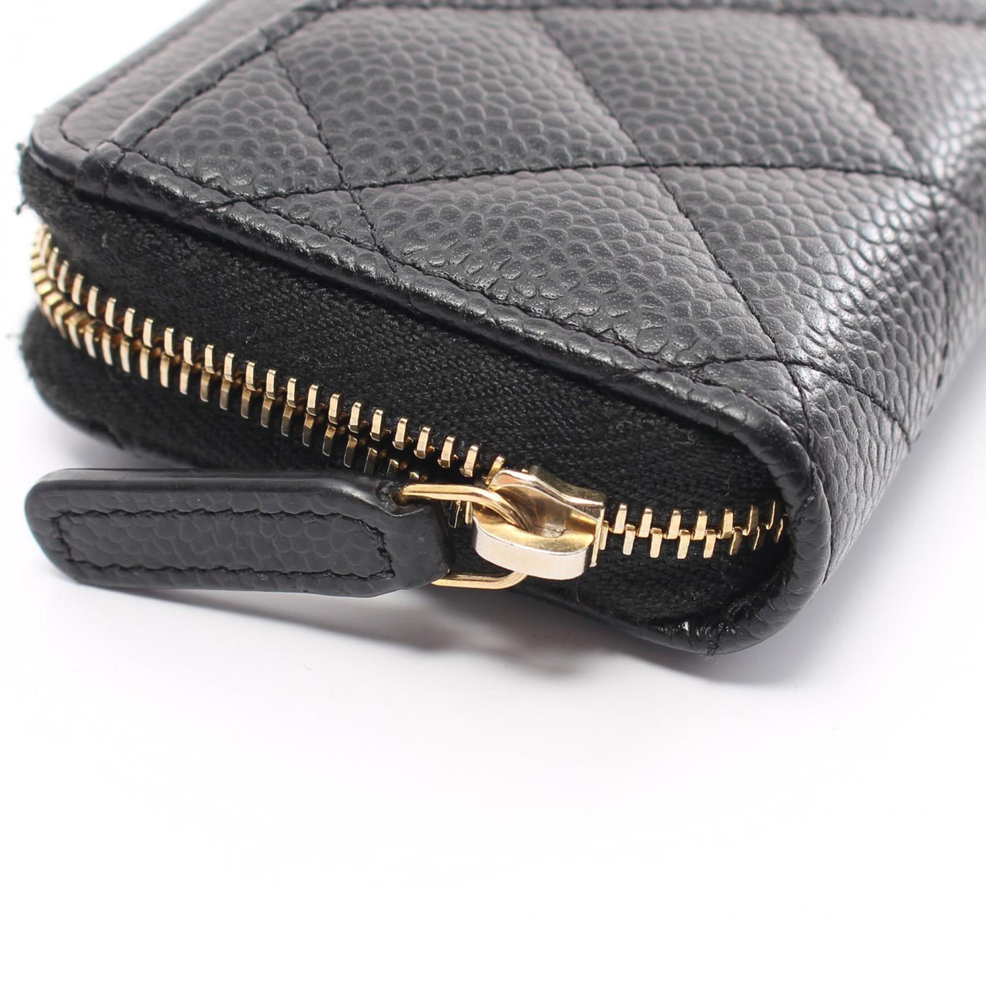 CHANEL Matelasse Wallet/Coin Case Wallet Caviar Skin Women's Black A69271