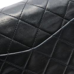 CHANEL Matelasse Double Flap Shoulder Bag, Lambskin, Women's, Black