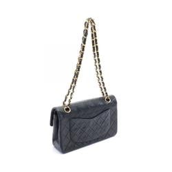 CHANEL Matelasse Double Flap Shoulder Bag, Lambskin, Women's, Black