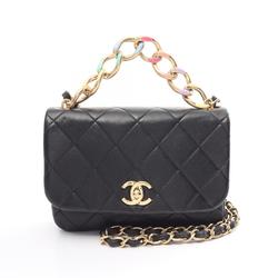 CHANEL Matelasse Shoulder Bag, Lambskin, Women's, Black