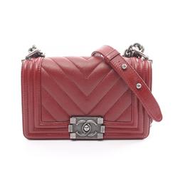 CHANEL Boy Chanel V-stitch shoulder bag, caviar skin, women's, bordeaux