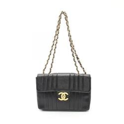 CHANEL Mademoiselle Deca Coco Mark Single Flap Shoulder Bag Caviar Skin Women's Black